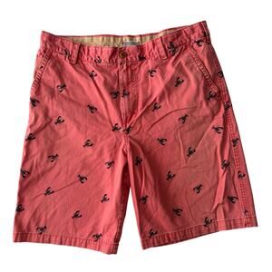 IZOD Men's Saltwater Chino Pink Lobster Print Casual Summer Shorts Size 36